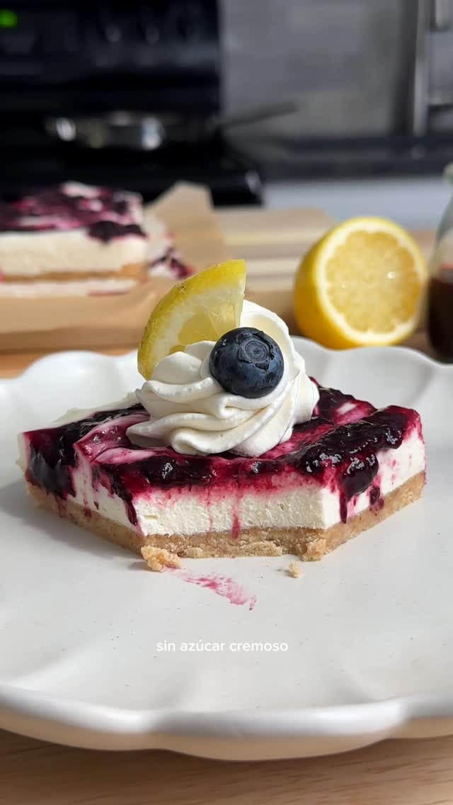 🫐🍋 Barritas de Cheesecake de Limón y Arándanos Sin Azúcar