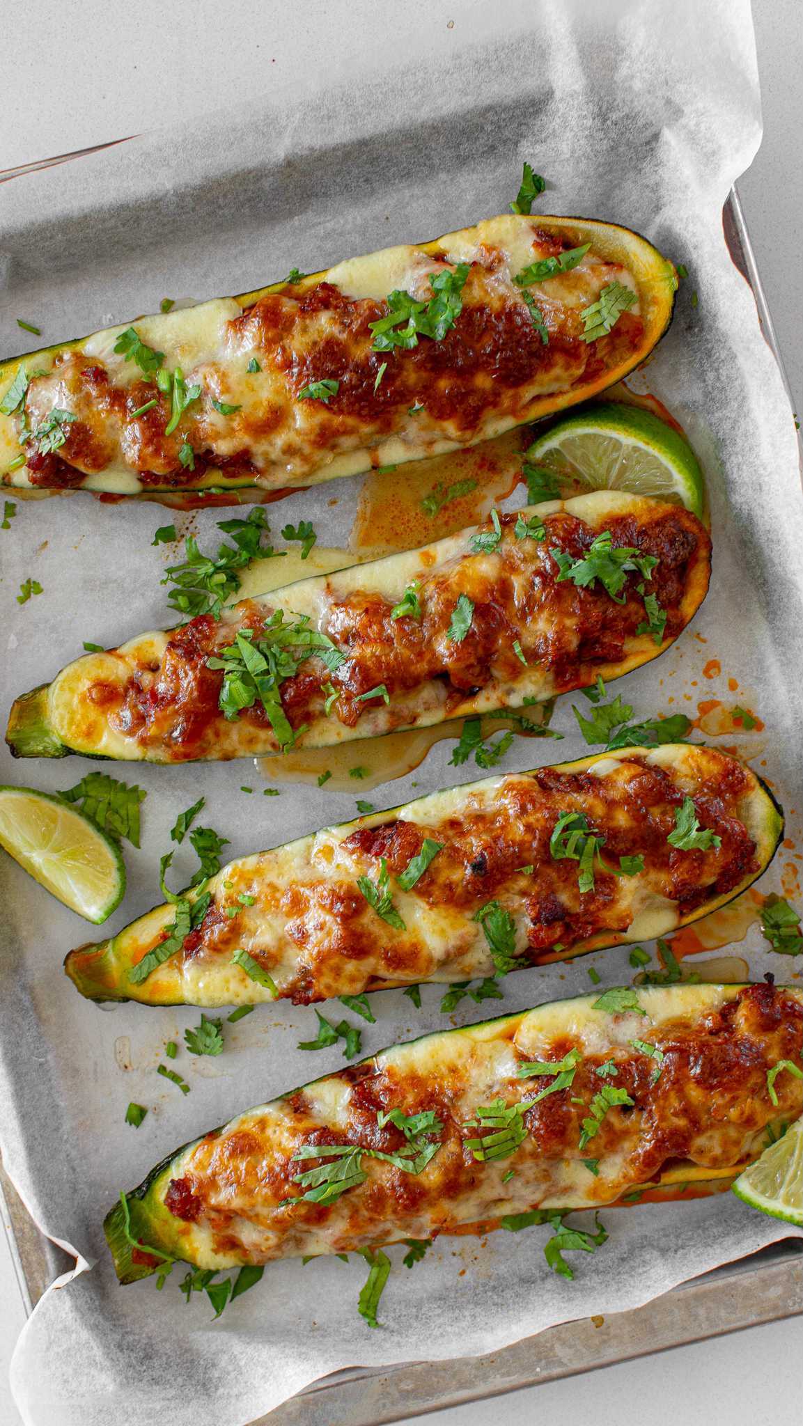 Chorizo Stuffed Zucchini ⬇️ Recipe Here