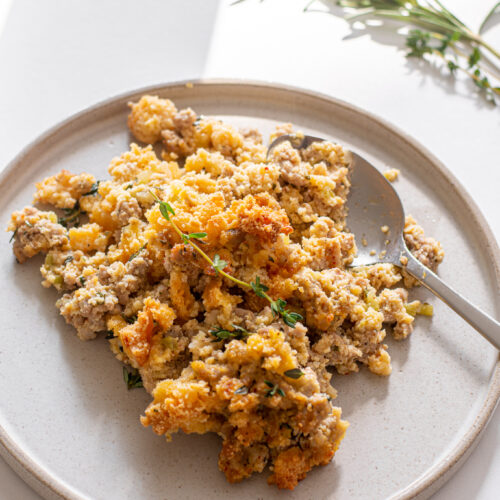 sweetketolife.com-sausage-biscuit-stuffing-keto